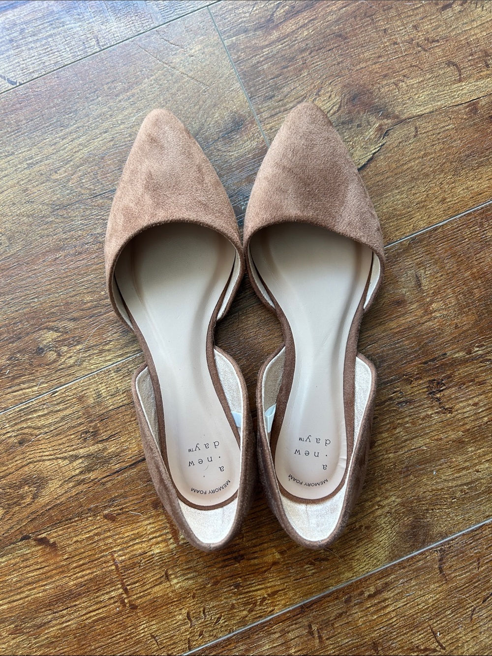 a new day Women's Pointed D'Orsay Flats in Brown Suede